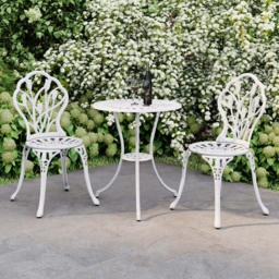 Charles Bentley Tulip Aluminium 2 Seater Cast Bistro Set White