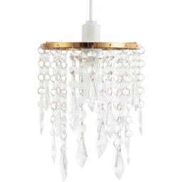 Happy Homewares Clear Acrylic Droplets and Beads Waterfall Gold Pendant Shade