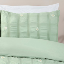 Darcey Embroidered Duvet Set Sage Green Superking - thumbnail 3