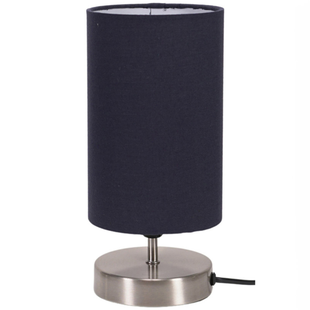 ValueLights Francis Brushed Chrome Touch Table Lamp with Navy Shade and Bulb - image 1