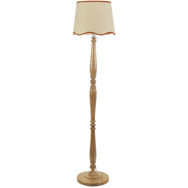 ValueLights Victoria Scallop Rust Edge Shade Light Wood LED Floor Lamp - image 1