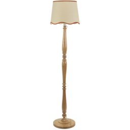 ValueLights Victoria Scallop Rust Edge Shade Light Wood LED Floor Lamp