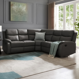 Home Detail Selby 5 Seater Grey Air Leather Manual Recliner Sofa