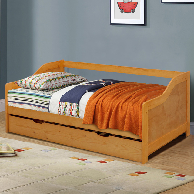 Comfy Living Single Caramel Wooden Bed with Trundle - image 1