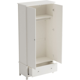 Core Products Nairn 2 Door Single Drawer White Wardrobe - thumbnail 3