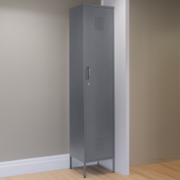 MMT Furniture Designs Single Door Grey Metal Tall Locker Cabinet