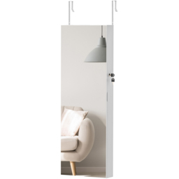 Portland Black Lining Door Hanging Mirror Jewellery Cabinet
