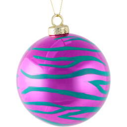 Jingle Bell Boogie Colourful Zebra Stripe Design Bauble 6 Pack - thumbnail 3