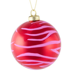 Jingle Bell Boogie Colourful Zebra Stripe Design Bauble 6 Pack - thumbnail 2
