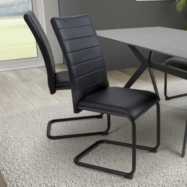 Carlisle Set of 4 Black Leather Effect Dining Chair - image 1