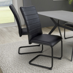 Carlisle Set of 4 Black Leather Effect Dining Chair - thumbnail 1