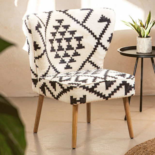 Premier Housewares Cefena White and Black Berber Style Mango Wood Chair - image 1