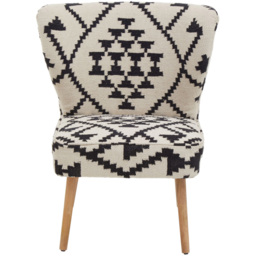 Premier Housewares Cefena White and Black Berber Style Mango Wood Chair - thumbnail 2