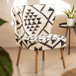 Premier Housewares Cefena White and Black Berber Style Mango Wood Chair - thumbnail 1