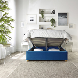 Catherine Lansfield Boutique Double Navy Velvet Ottoman Bed - thumbnail 2