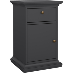 Florence Paris Single Door Single Drawer Matt Grey Bedside Table - thumbnail 2