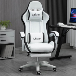 Portland Black and White PU Leather Recliner Gaming Chair