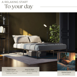 tectake Kyoto Black Double Bed Frame - thumbnail 4