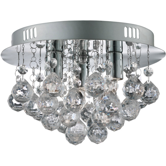 Lighting Collection 3 Light Chrome and Clear Acrylic Flush Ceiling Light - image 1