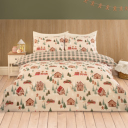 Gingerbread Town Duvet Set Natural Double - thumbnail 1