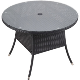Living and Home Rattan Round Table with Parasol Hole - thumbnail 2
