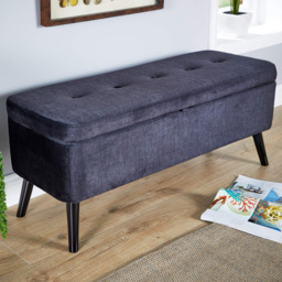 Home Source Black Velvet Storage Ottoman