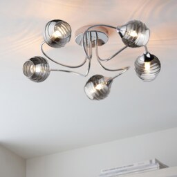 Marple 5 Light Semi Flush Ceiling Light - Chrome & Smoke - thumbnail 1