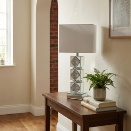 Boutique Collection Tallulah Crystal Mirror White Table Lamp - thumbnail 3