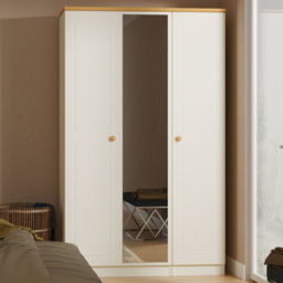 Crowndale Warwick Cream Ash and Oak 3 Door Mirror Wardrobe