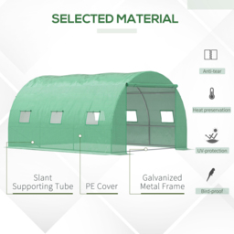Outsunny Green Steel Greenhouse 13 x 10ft - thumbnail 4
