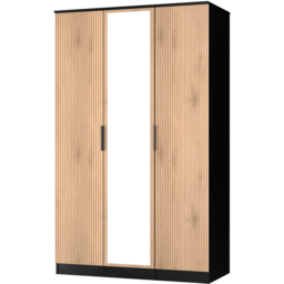 Crowndale Java Slatt Effect and Black 3 Door Triple Mirror Wardrobe - thumbnail 4