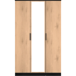 Crowndale Java Slatt Effect and Black 3 Door Triple Mirror Wardrobe - thumbnail 2