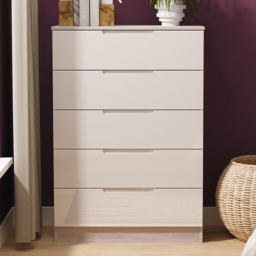 Crowndale Milan Kashmir Gloss and Grey Oak 5 Drawer Chest of Drawers Ready Assembled
