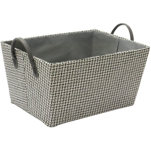 JVL Silva Rectangular Fabric Storge Basket with Pu Handles - image 1