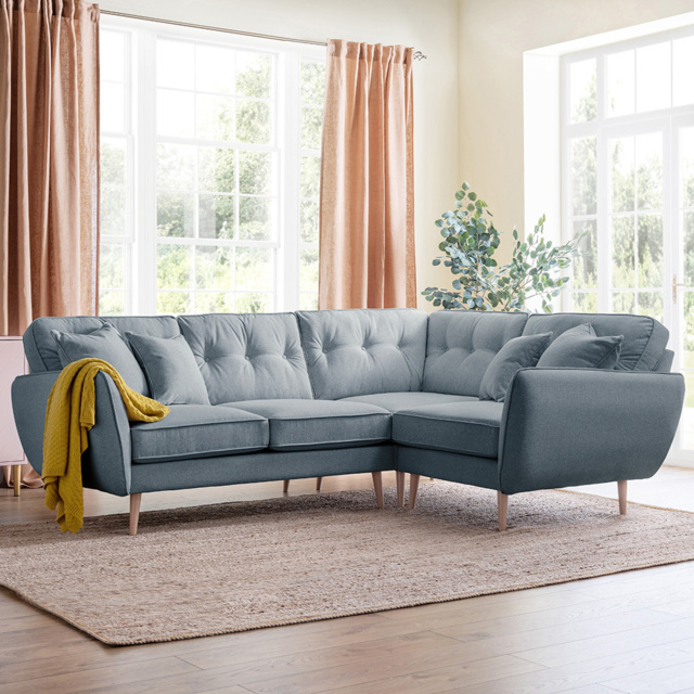 Opry Faro 4 Seater Button Back Denim Corner Sofa - image 1