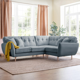 Opry Faro 4 Seater Button Back Denim Corner Sofa