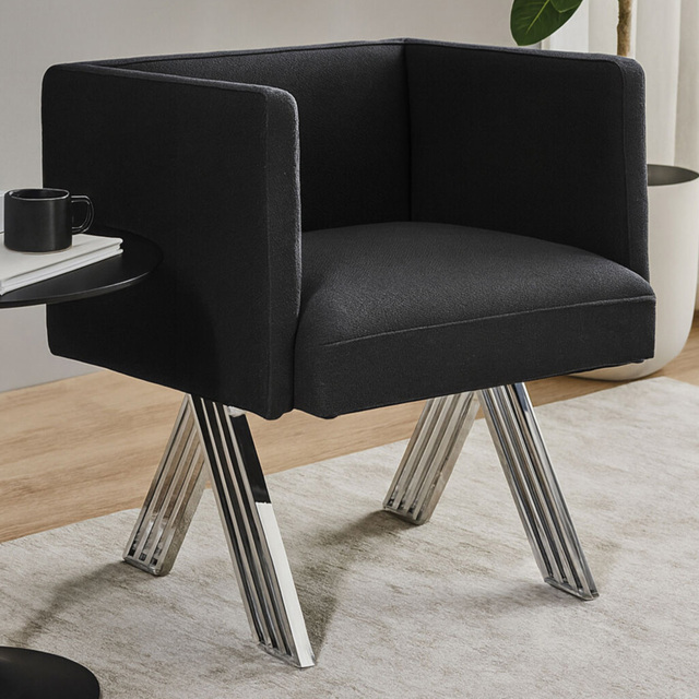 Premier Housewares Piermount Black Fabric Dining Chair with Silver Legs - image 1