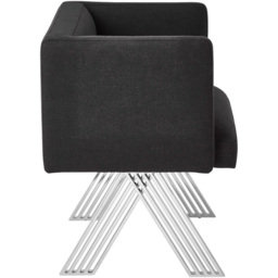 Premier Housewares Piermount Black Fabric Dining Chair with Silver Legs - thumbnail 3