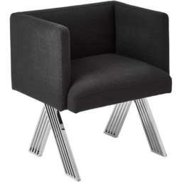 Premier Housewares Piermount Black Fabric Dining Chair with Silver Legs - thumbnail 2