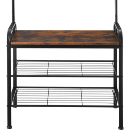tectake Wichita 3 Tier 9 Hook Dark Wood Coat and Shoe Rack - thumbnail 4