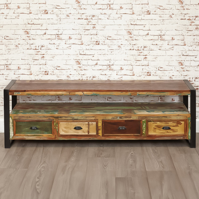 Baumhaus Urban Chic 4 Drawer Single Shelf Widescreen TV Unit - image 1