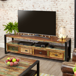 Baumhaus Urban Chic 4 Drawer Single Shelf Widescreen TV Unit - thumbnail 4