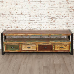 Baumhaus Urban Chic 4 Drawer Single Shelf Widescreen TV Unit - thumbnail 1