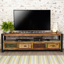Baumhaus Urban Chic 4 Drawer Single Shelf Widescreen TV Unit - thumbnail 3