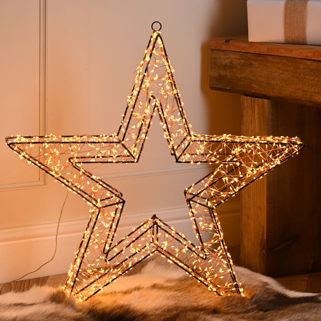 Festive 1440 Antique Gold LED Lit Black Star Light 58cm - image 1