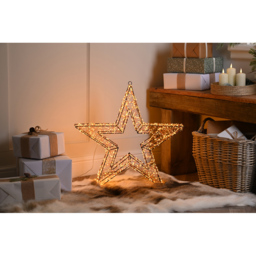 Festive 1440 Antique Gold LED Lit Black Star Light 58cm - thumbnail 2