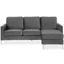 Novogratz Chapman 3 Seater Grey Velvet Sectional Sofa - thumbnail 2