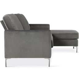 Novogratz Chapman 3 Seater Grey Velvet Sectional Sofa - thumbnail 4