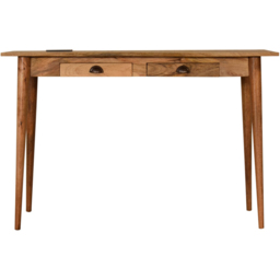 Artisan Furniture Brown 2 Drawer Solid Wood Writing Desk with Cable - thumbnail 2