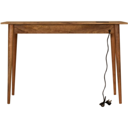 Artisan Furniture Brown 2 Drawer Solid Wood Writing Desk with Cable - thumbnail 4